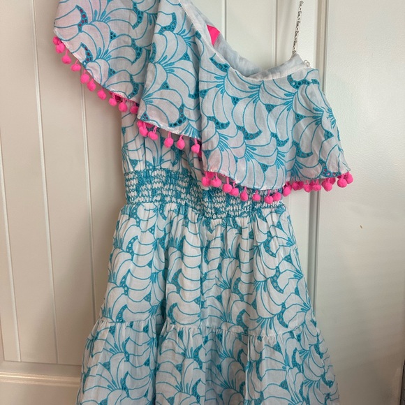 Blue and White NOT A KIDS Dress with Pink Accents - Picture 2 of 7